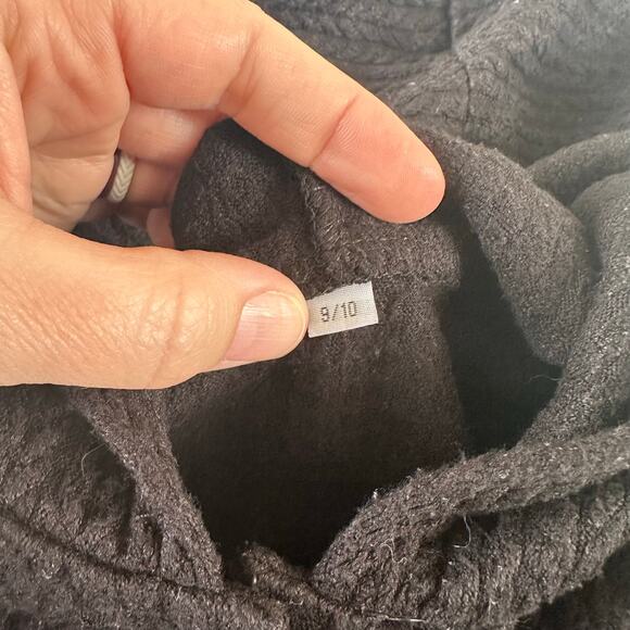 Bella & Omi Black Waffle Knit Hooded Cardigan - Size 9/10 - Picture 3 of 4